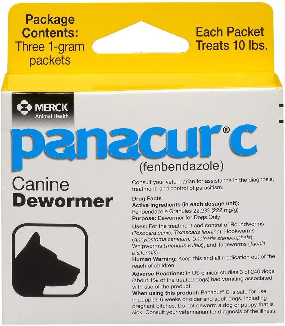 Panacur C Canine Dewormer, 1 Gram Packets (3-Count)